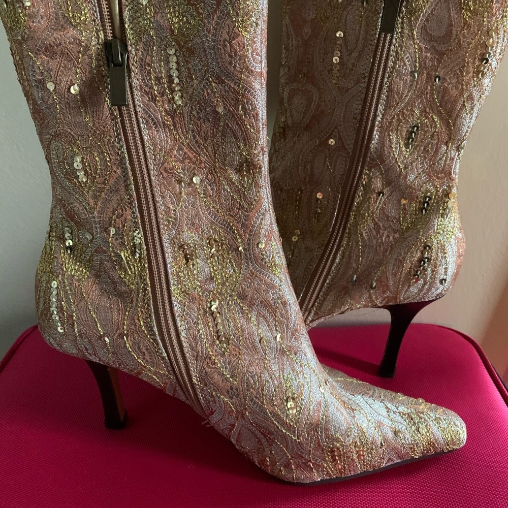 Anne Michelle Gold Sequence Boots